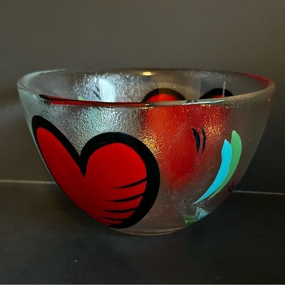 Kosta Boda Accents Kostabodared Hearts Bowlsigned By Ulrica Vallien